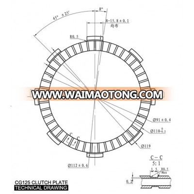 CG125 Manufacture high quality paper based motorcycle/Motorbike clutch friction plate form Benma HF